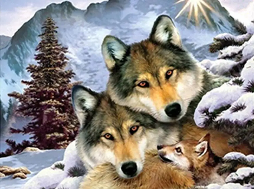 

Icon Diamond Embroidery Wolf Mosaic Crystal 5D Cross Stitch Square Drill Diamond Painting DIY Sticker Decoration Paintings room