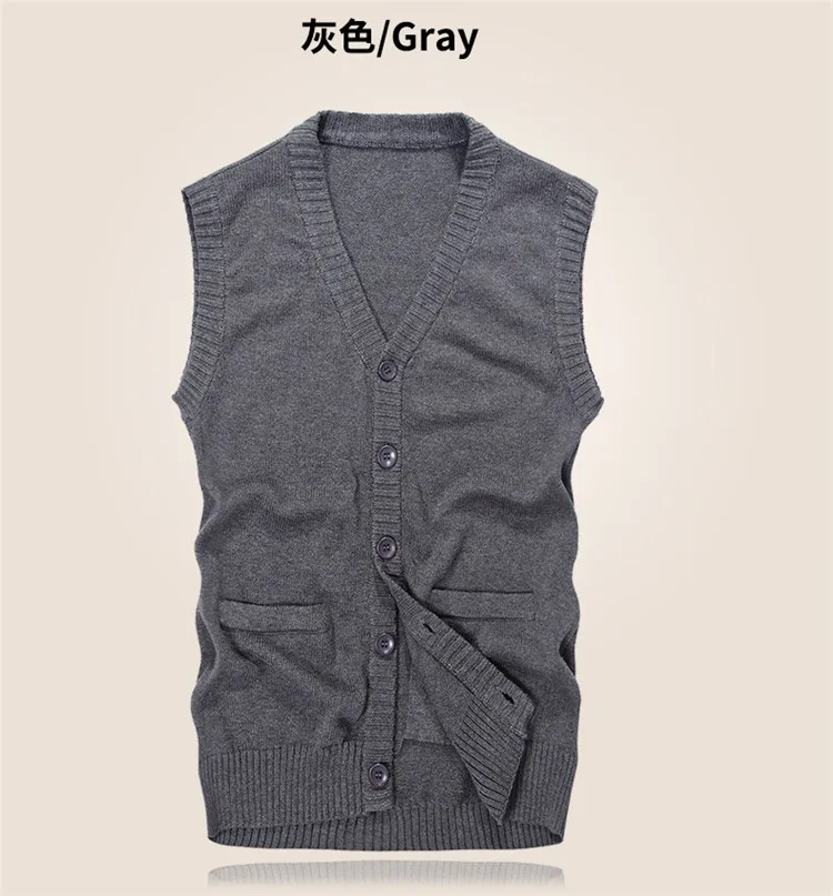New Autumn Winter Men's Cardigan Knitted Vest Sweaters Sleeveless Standard Wool Cotton Soft Men Knitwear Clothing Christmas Gift  (14)