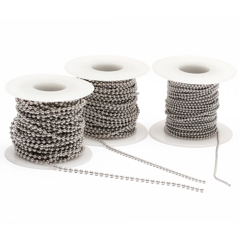 

10m/Roll Dia 1.2/1.5/2/2.4/3.0mm Beaded Ball Stainless Steel Chain Bulk Jewelry Chains for Necklaces Jewelry Making Supplies