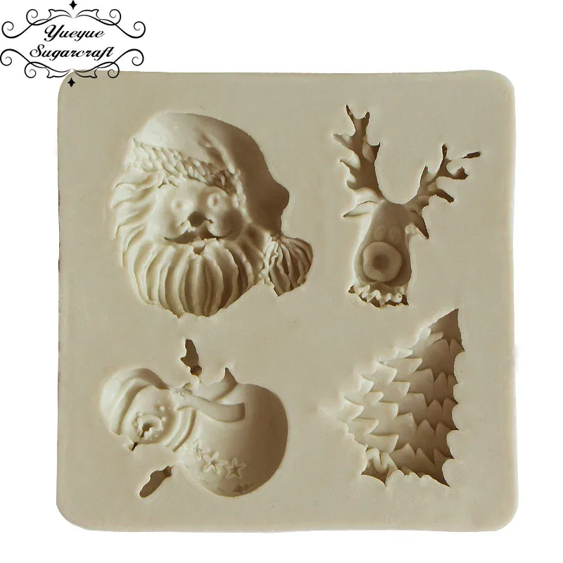 

Yueyue Sugarcraft Christmas tree reindeer snowman Santa Claus Silicone mold fondant mold cake decorating tools chocolate
