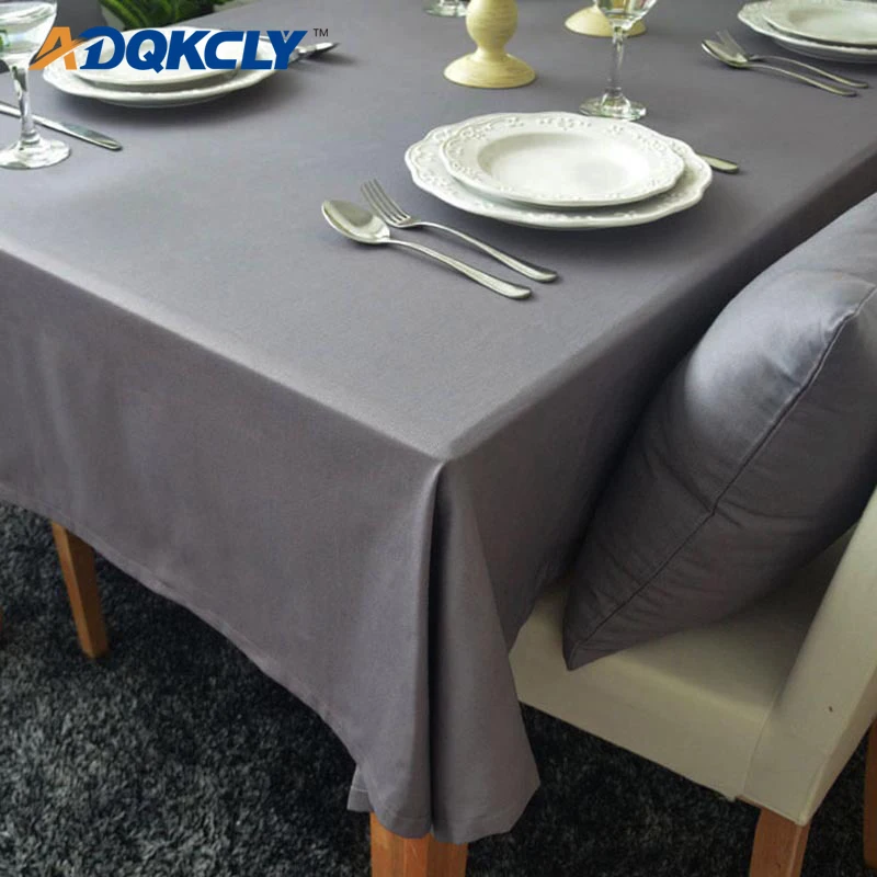 

ADQKCLY Modern Simple Table Cover Gray Color 100% Cotton Plain Dyed Anti-dust Tablecloth Decoration Home Dining Room Table Cloth