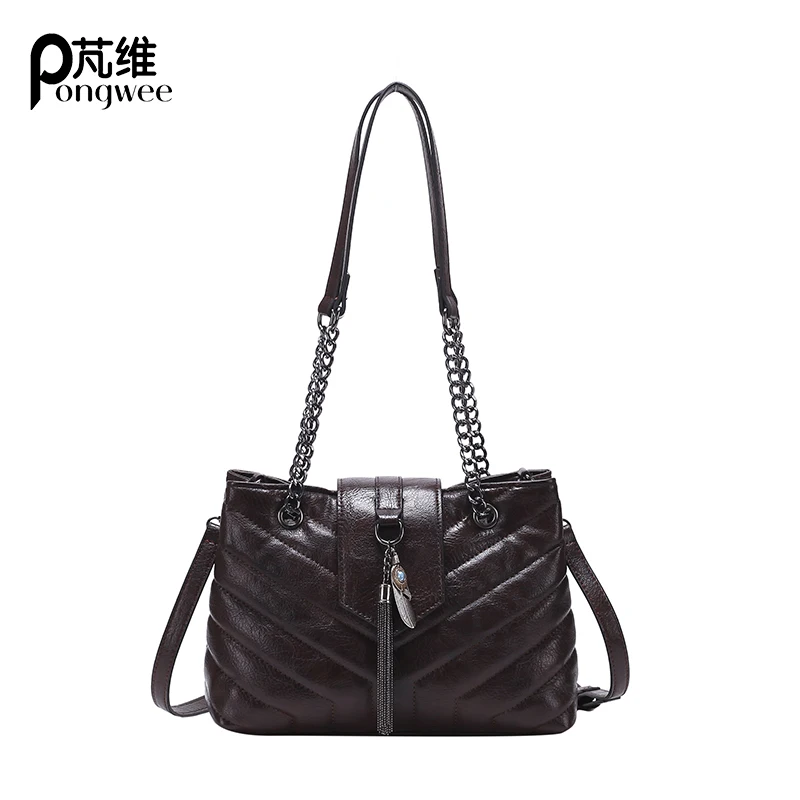 

PONGWEE Women's Multi-Function Shoulder Bag Fashion Office Lady Commuter Bag Sewing Thread Medium Crossbody Chain Bags Wholesale