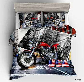 

3D motorcycle bedding sets new fashion boy car duvet cover sets twin full queen king size quilts cover pillowcase Bedclothes