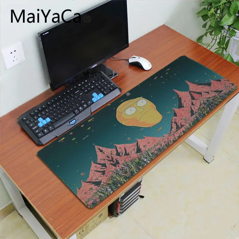 Lock Edge 30x80cm Maiyaca Рик и Морти аниме уникальный настольный коврик игровой коврик для мыши резиновый, большого размера ПК компьютерный игровой коврик для мыши геймер Настольный коврик - Цвет: Lock Edge 30x80cm
