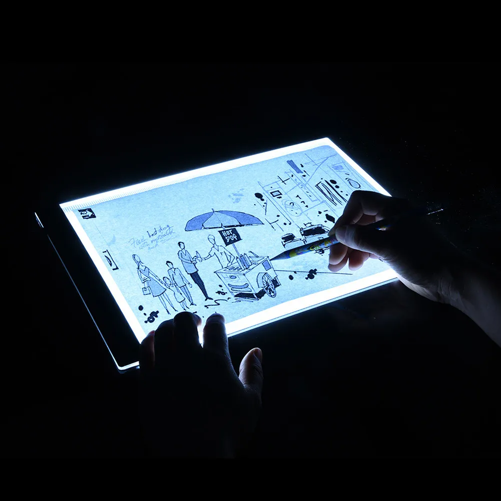 

USB EU Plug Ultrathin A4 Quality Pratical 4mm Drawing Copy Board Animation Copy Tracing Pad Board LED Light Without Radiation