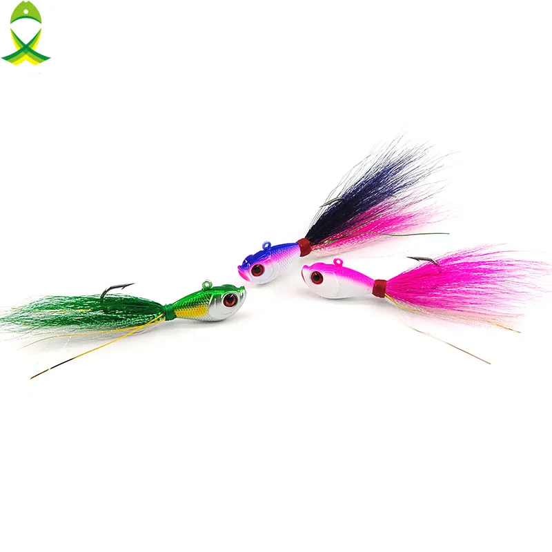 Lead Head Lure Hook Ice Fishing Lifelike Bait Tackle With Bucktail Teaser 4Pcs