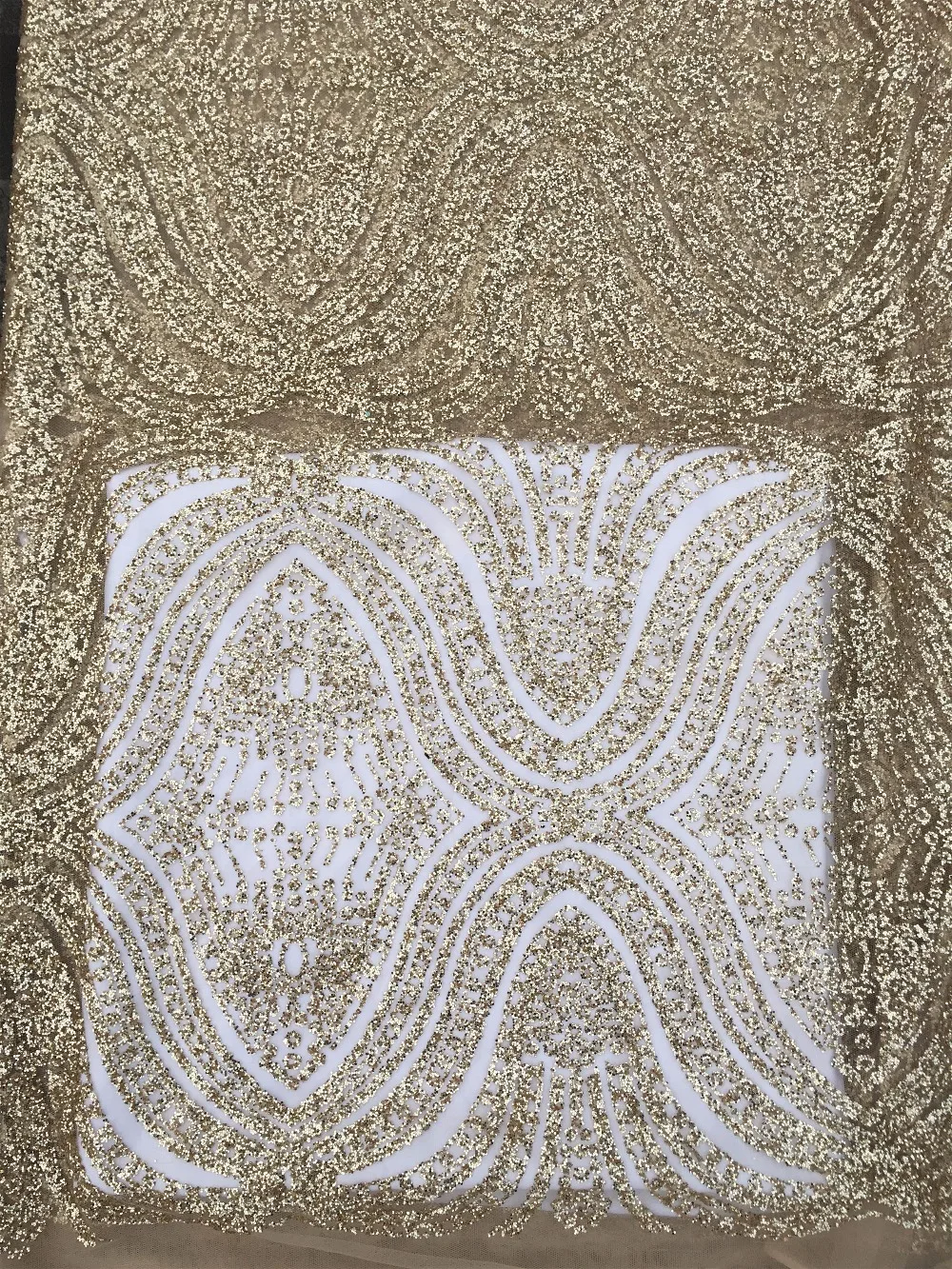 

Gold color glitter African Lace fabric with glitter Sequins High Quality mesh tulle Lace Fabric for dresses new design