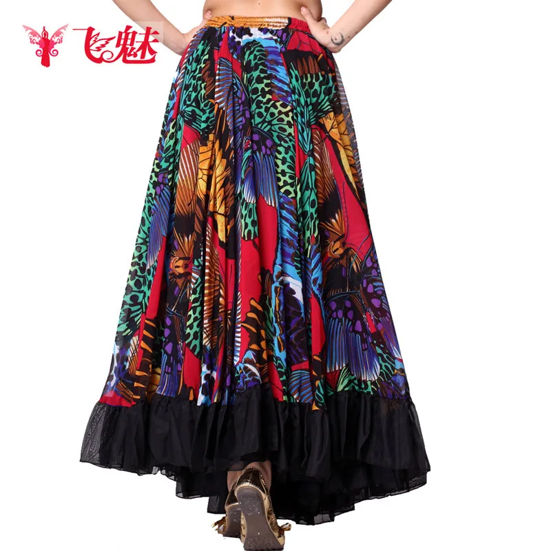 Для женщин живота Танцы одежда Gypsy большой юбка в цветочек комплекты одежды из Индии костюмы для танца живота удлиненная юбка-колокол Одежда для танцев