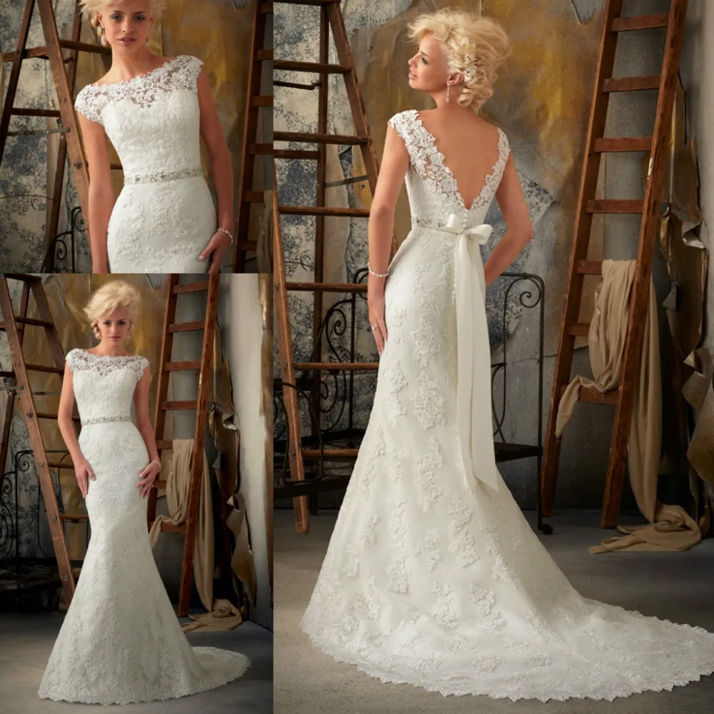 WSL061 V Back Lace Mermaid Sexy Wedding Dress 2014 | Свадьбы и торжества
