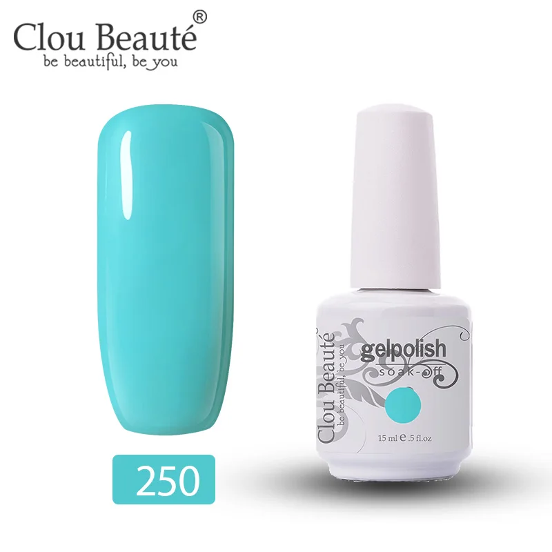 250 Clou Beaute Гель-лак для ногтей 15 мл, грунтовка для ногтей, гель-основа и верхнее покрытие, УФ светодиодный Полупостоянный лак, Гель-лак, замочить от белого - Цвет: 250