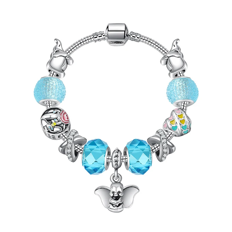 

2019 New Original Alloy Bead Mickey Minnie Dumbo Charm Snake Chain Basic Bracelet Fit Pandora For Fashion Women DIY Jewelry Gift