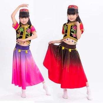 

Xinjiang Dance Costume For Girls Sequins Dance Dress Chinese Folk Dance Clothes Chinese Traditional Dance Dress