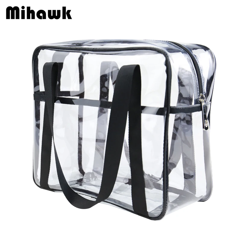 

Mihawk Transparent PVC Handbags Women Clear Wash Pouch Towel Makeup Clothing Storage Organization Zipper Tote Accessories Supply