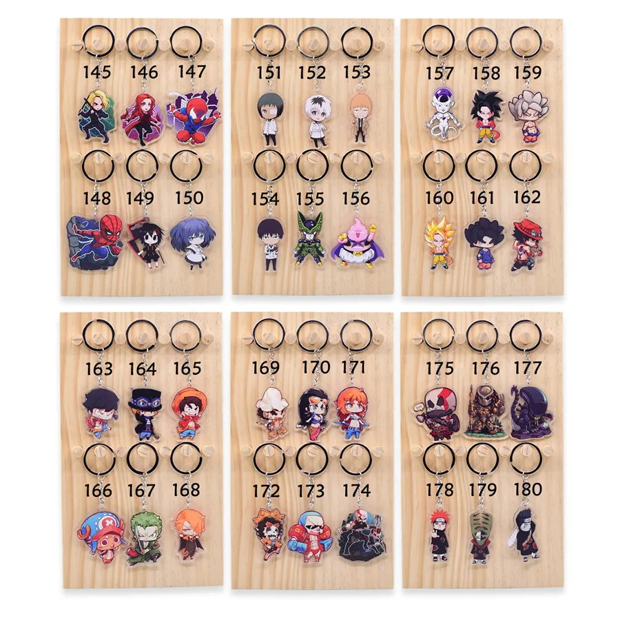 100 unids/lote cientos de estilos clave cadena llavero de acrílico de alta calidad de Chibi Anime clave colgante Accesorios - 3