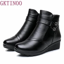 Г. Зимние сапоги, обувь женские зимние сапоги из натуральной кожи, большой размер женские сапоги теплая зимняя обувь на плюше большой размер 35-41, черный цвет