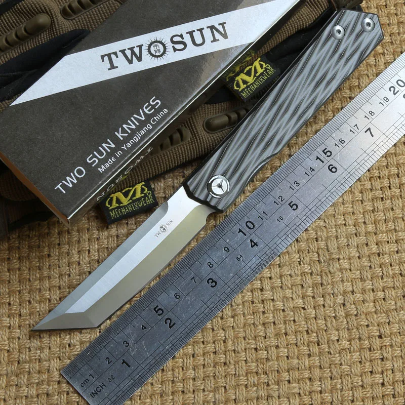 

TWO SUN TS33 D2 blade ball brearing folding knife titanium tactical camping hunting Pocket knives outdoor gear Survival EDC Tool