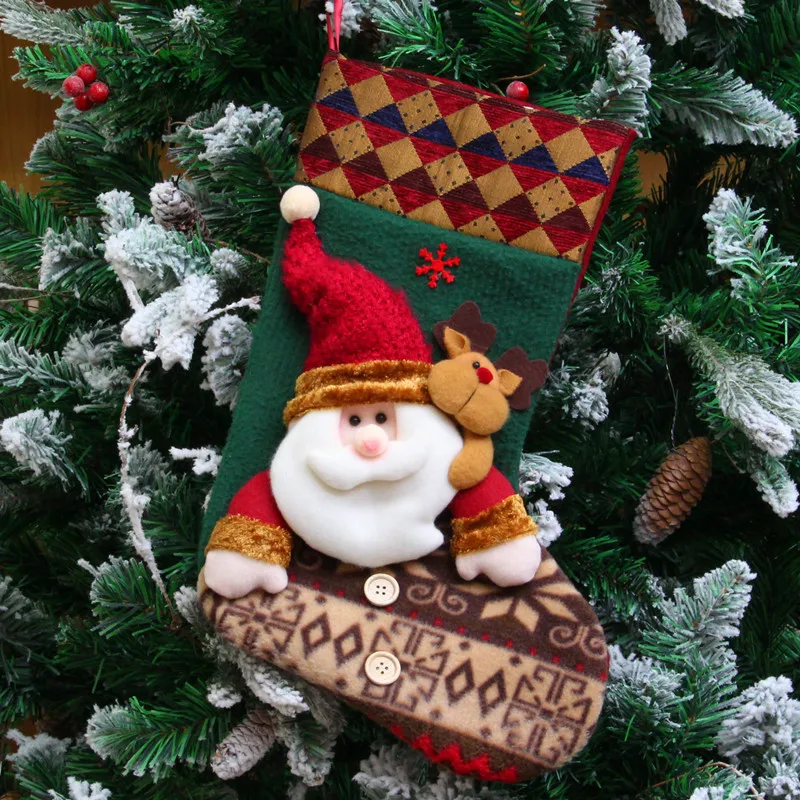 Рождественские носки украшения кулон висят Рождественский подарок мешок проверка рождественские сапоги