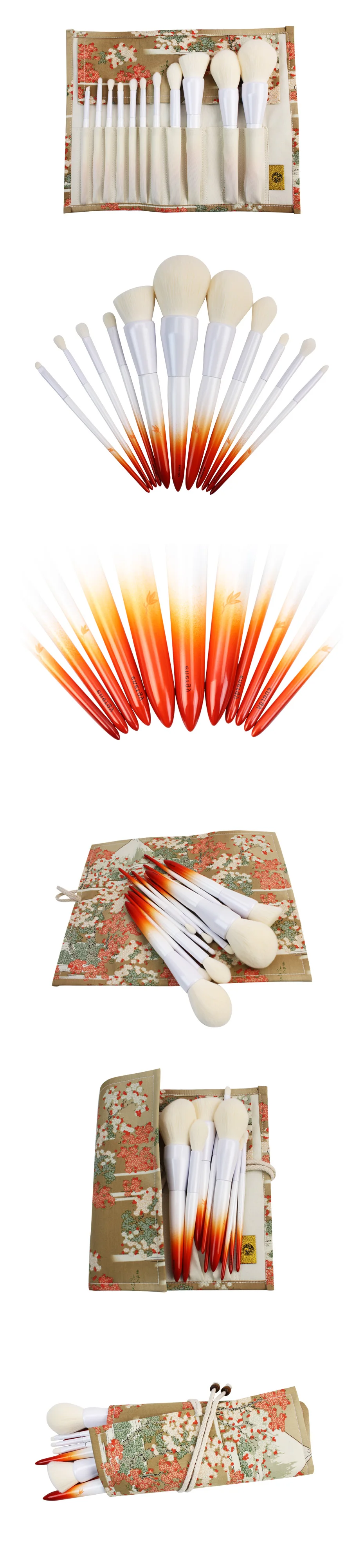 Kits de Energia Escova de Nylon do Cabelo Punho de Madeira Marca Profissional Define Peças Maquiagem Escova Fy0 & 11 7 11 Peças Escova de Nylon Do Cabelo