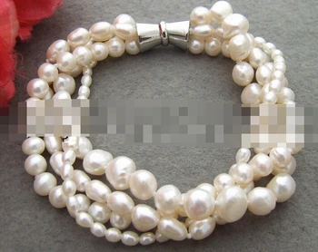 

09519 4Strds Natural White Pearl Bracelet