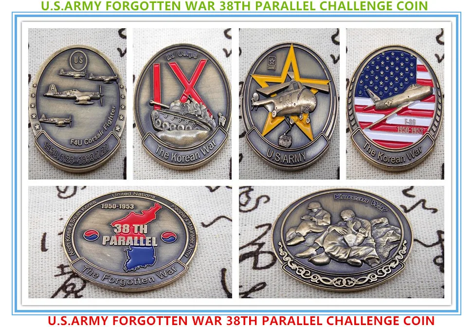 

Free Shipping 20pcs/lot,4Set of 1950-1953 North Korea WAR 38TH PARALLEL CHALLENGE COIN
