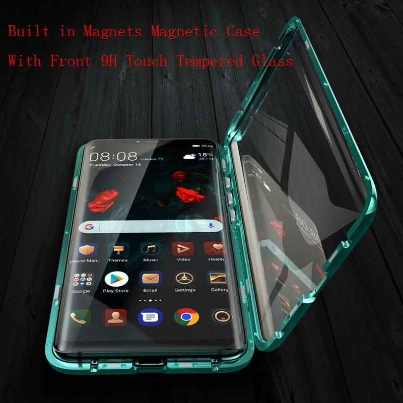 

Luxury Magnetic Cases Phone 360 Metel Full Body Protective Double Sided Tempered Touch Glass For Huawei Mate20 Mate20Pro KS0162
