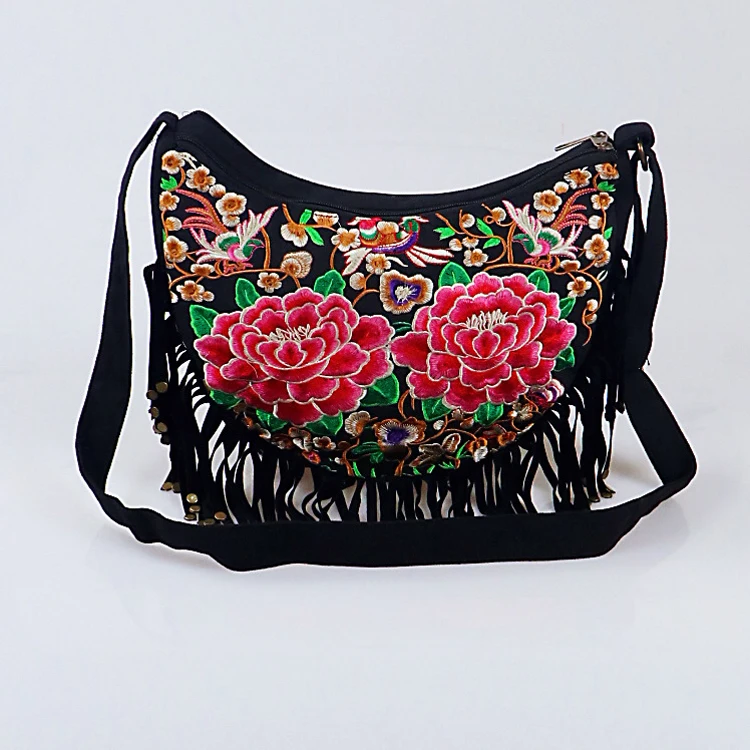 bags women shoulder crossbody bag fringe tassel handbags flower (2)