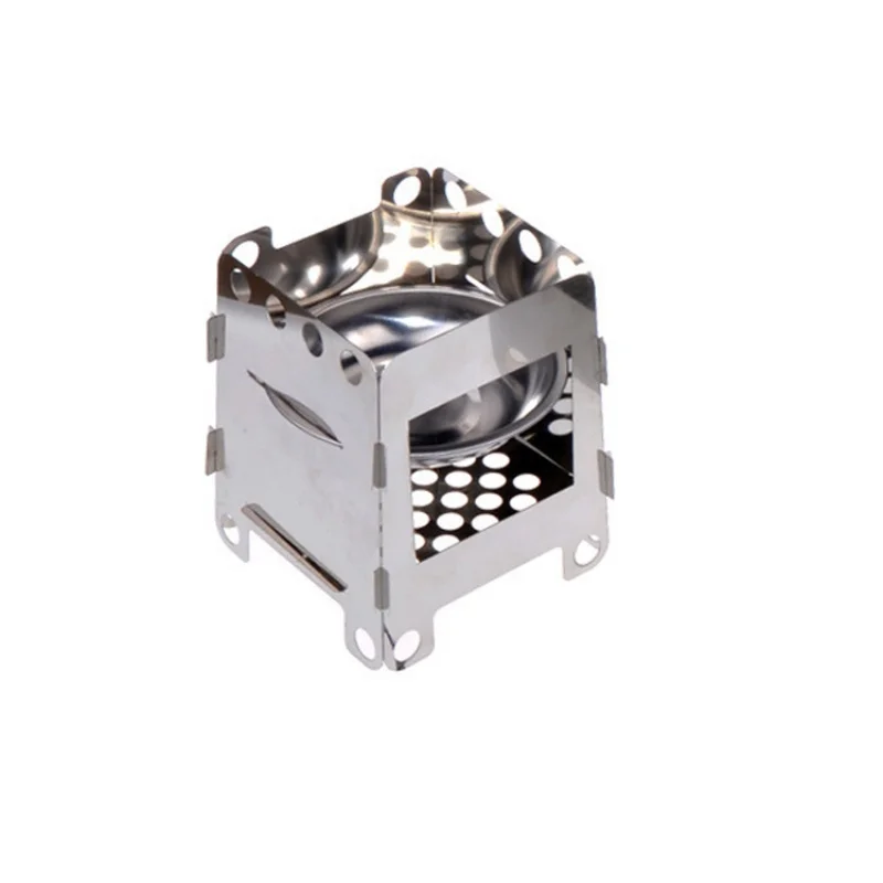 

Folding Wood Stove Outdoor Camping Stove with Alcohol Tray Ultralight Stainless Steel Pocket Burner Hiking tool
