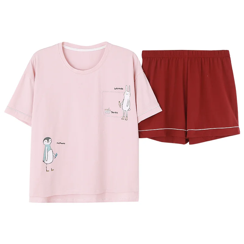 Женские пижамы модал хлопок спортивный костюм для женщин мультфильм печати короткий рукав vestidos Милая Пижама XXL XXXL XXXXL pijama femin - Цвет: 7732