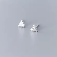 WTLTC 925 стерлингового серебра кубического циркония серьги гвоздики для женщин милая маленькая почта шпильки серьги Минимальный крошечные серьги треугольные