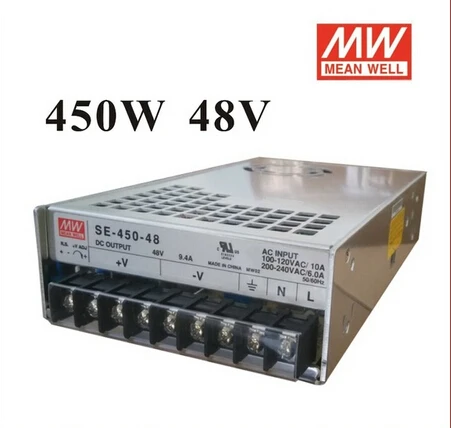 

High Reliability Mean Well Switching Power Supply Stepper Power 450W 48V 9.4A SE-450-48 for Communication CNC Control