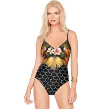 Сиамские слинг купальник сексуальный дырявый в виде рыбьей чешуи; цветочный узор Для женщин купальные костюмы, летняя пляжная одежда