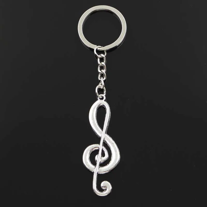 Fashion Musical Note 60x21mm Pendant 30mm Key Ring Metal Chain Silver Color Men Car Gift Souvenirs Keychain Dropshipping