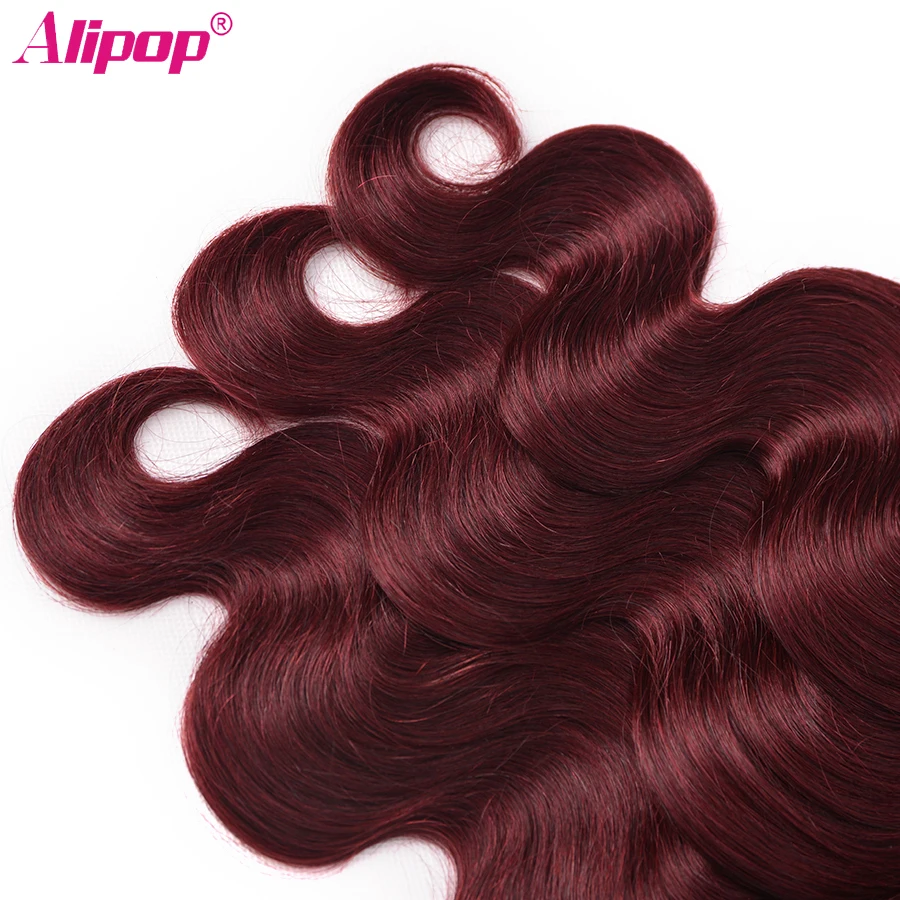 99JBurgundy Red Color Body Wave Bundles Brazilian Hair Colored Human Hair 3 Bundles Wet and Wavy Non Remy Human Hair ALIPOP (5)