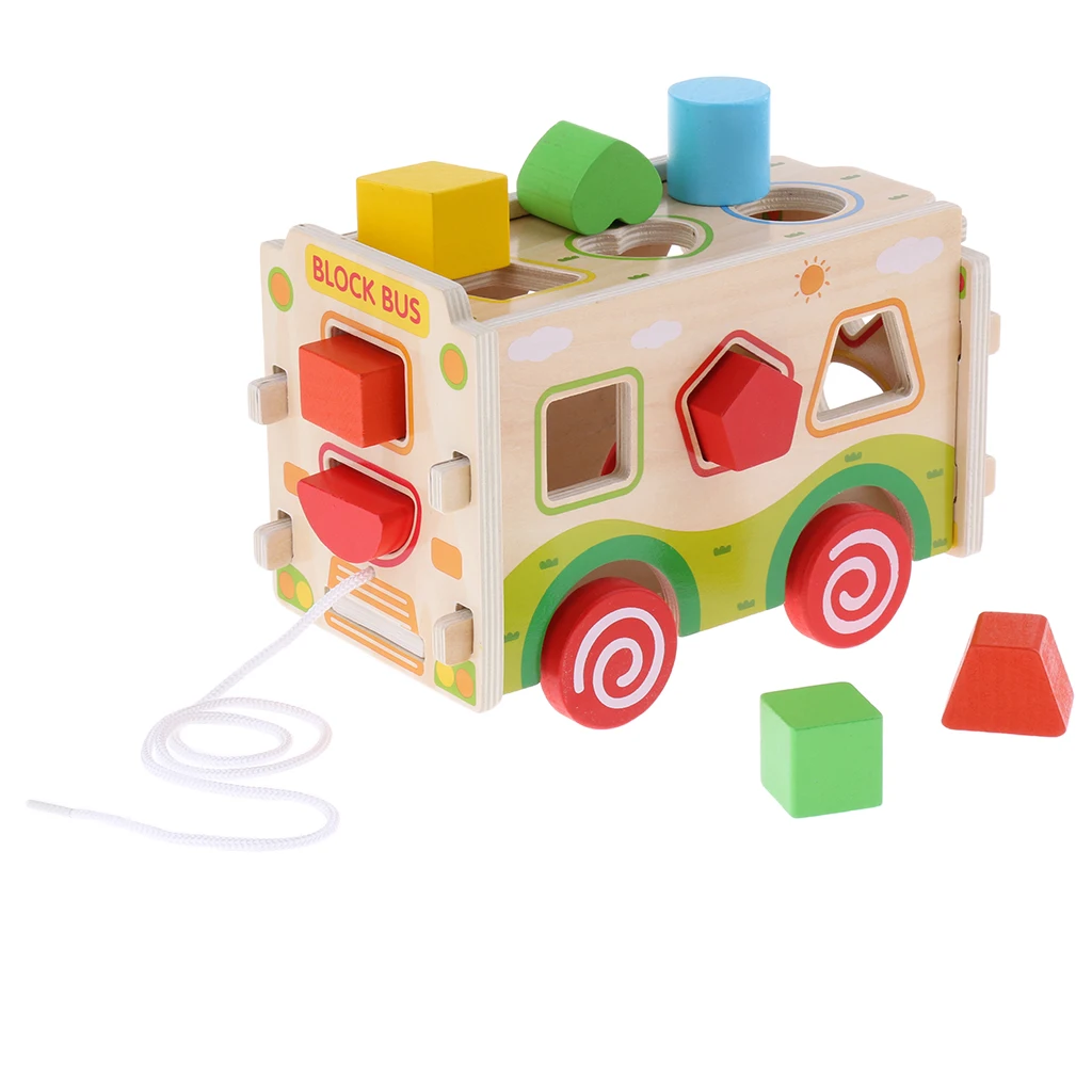 Baby Intelligence Car Wooden Shape Sorter Toy for Toddlers Cognitive Matching Skill Training Kids Educational Wooden Block Toy