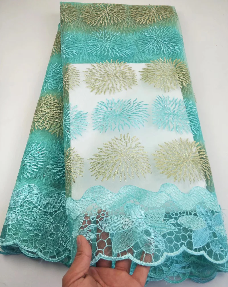 

9 colros (5yards/pc) fashion mint green African net lace fabric with embroidery sales tulle lace fabric for party dress FRL14