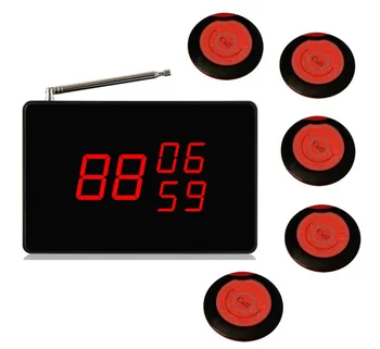 

Free shipping! Voice report wireless calling sytem,1pc small screen display receiver, 5pcs UFO super thin call button, simple OP