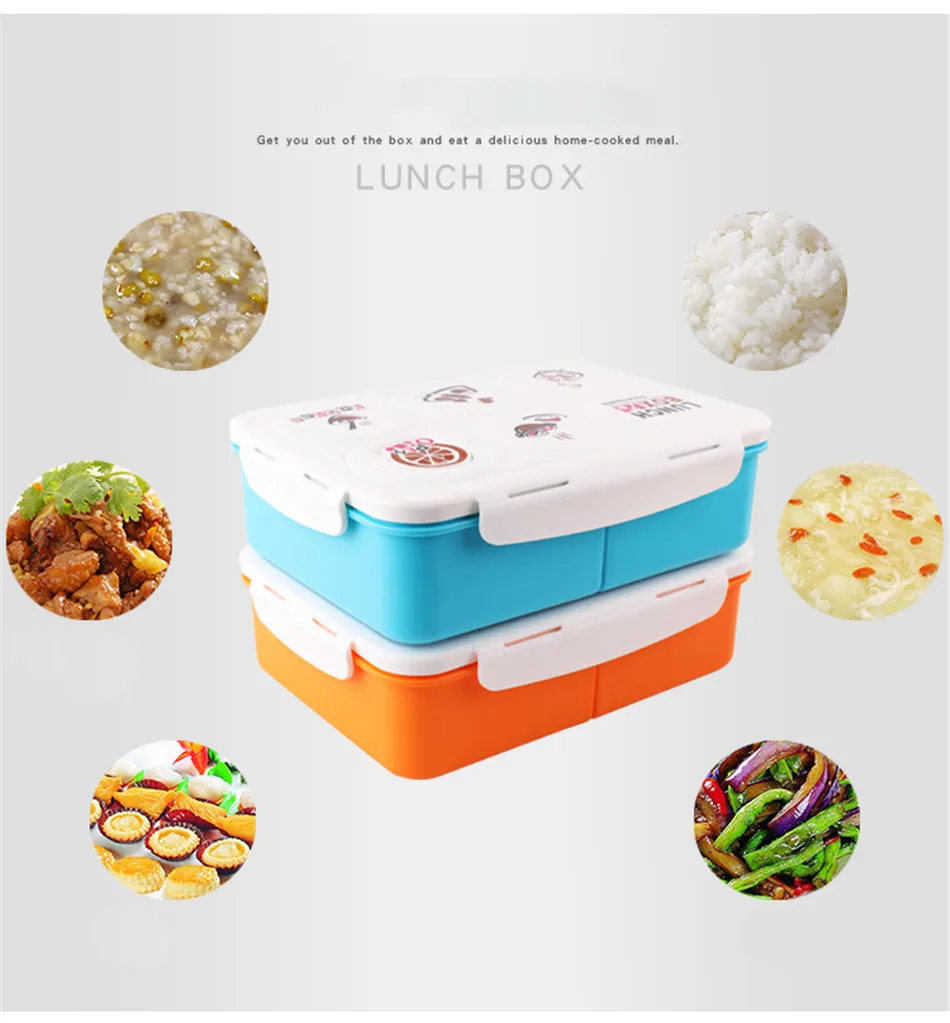 Baispo коробка для обеда для детей с микрофиброй, мультяшная коробка для бэнто, 1750 мл, без бисфенола, Ланчбокс, экологичный контейнер для хранения еды для пикника