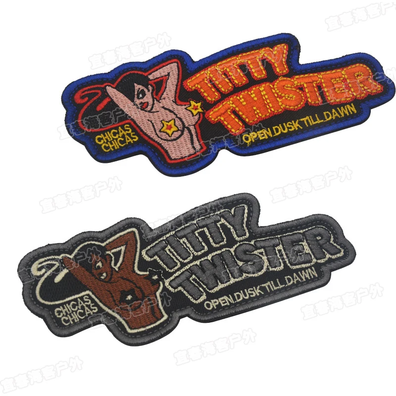 

TITTY TWISTER Embroidery Patches Badges Emblem military Army 13cm DIY Accessory Hoop and Loop Sexy Girl