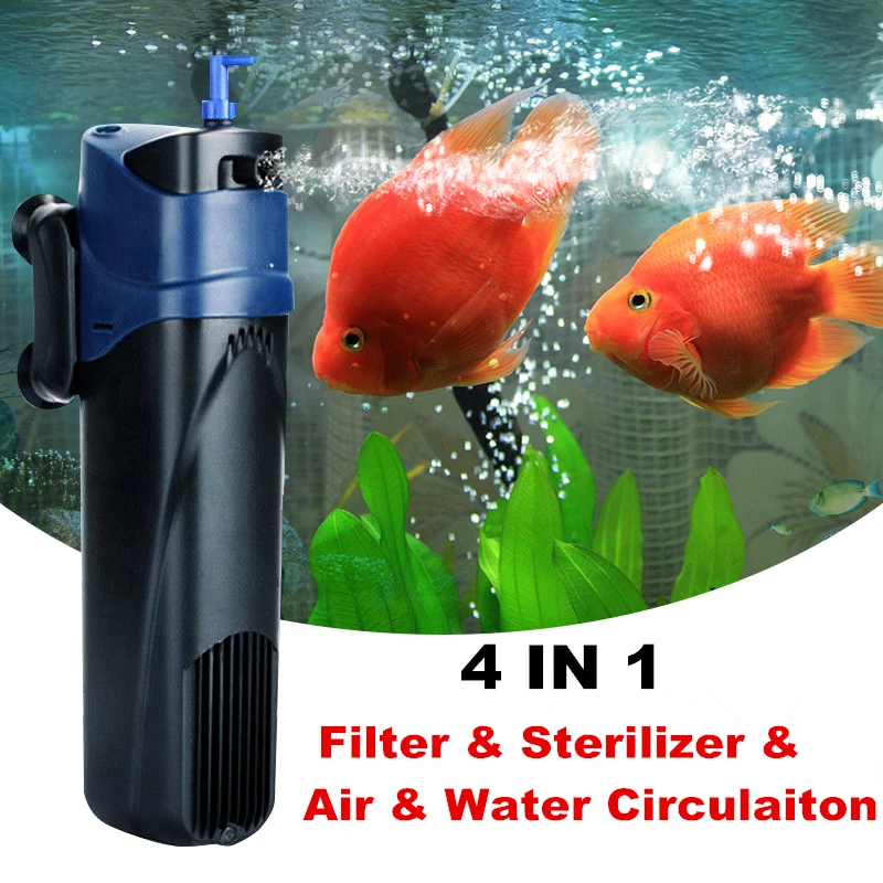 5/8W 4 in 1 Aquarium UV Sterilizer Filter Pump Fish Tank UV Internal
