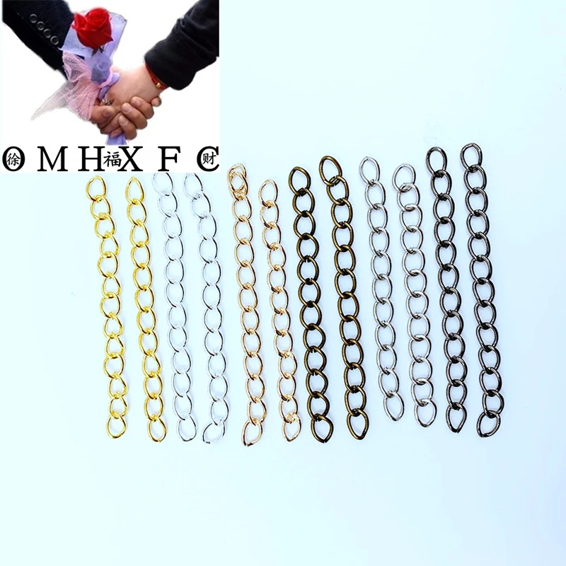 

OMH Wholesale 100pcs50mm 70mm Silver Necklace Extension Chain Bulk Bracelet Extended Chains Tail Extender DIY Jewelry AC84