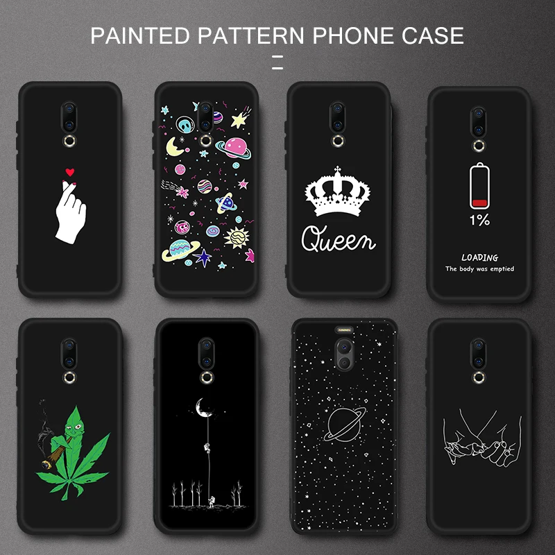 

Black Pattern TPU Case For Meizu Note 9 8 16th 16 Plus Silicone Love Heart Painted Matte Cover For Meizu M6 M5 Note M5C 5S Capa