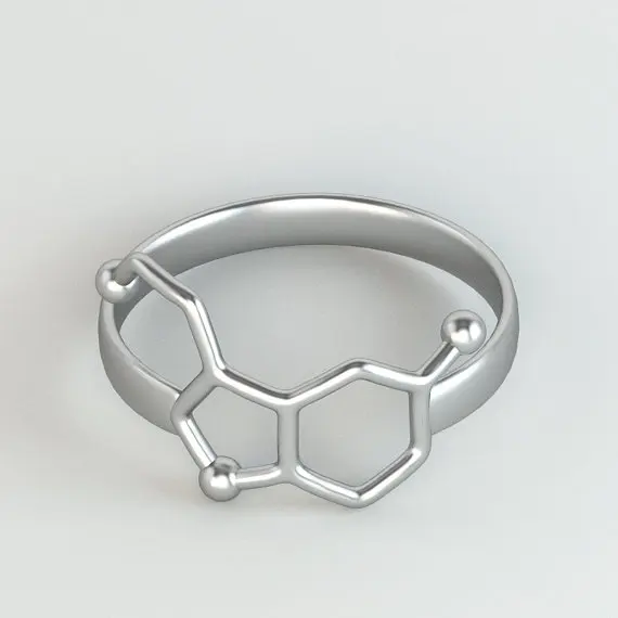 1Piece Serotonin Molecule Ring Girl Chemistry Jewelry Dopamine Molecule Neurotransmitter Science Jewelry Rings for Women