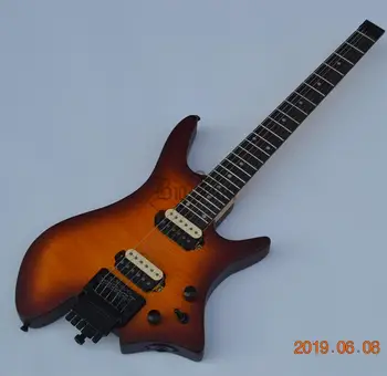 

New Headless Electric Guitar,Matte Orange Flame Maple Top Mahogany Body&Rosewood Fingerboard BJ-194