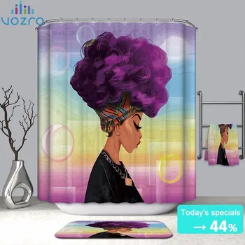 

VOZRO Bathroom Waterproof Polyester Cloth Nature Of African Women Girl Simple Shower Curtain Eu Splatoon Portrait Douchegordijn