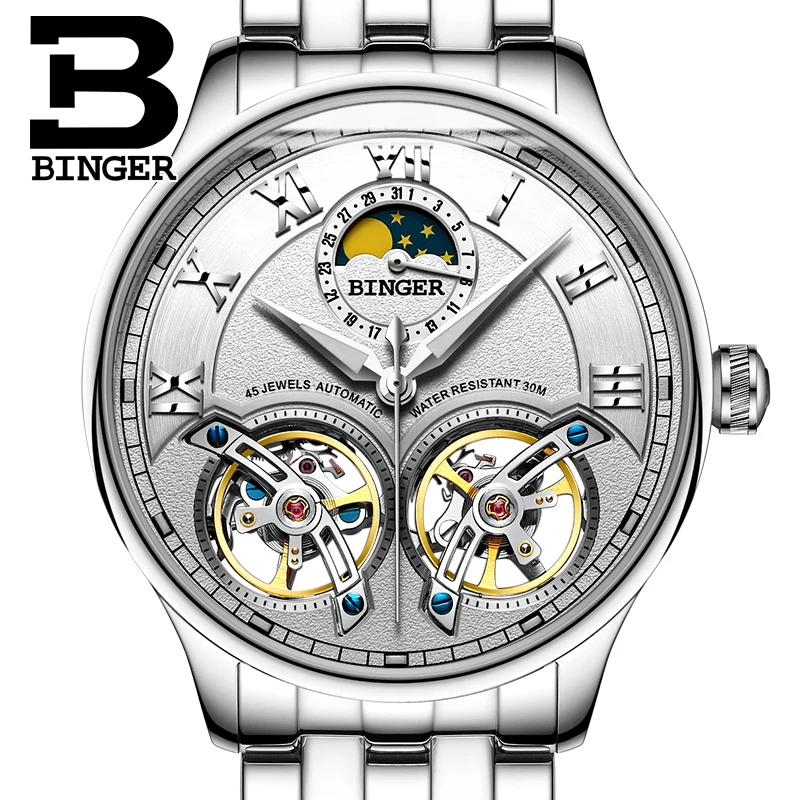 2017 NEW arrival men s font b watch b font luxury brand BINGER sapphire Water Resistant