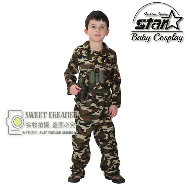 Boys Cool Fashion Camouflage Clothing Set Kid Military Uniform