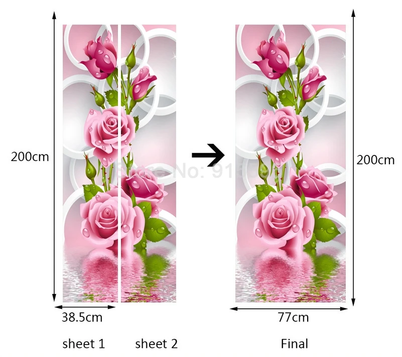 Современный простой Романтический 3D стереоскопический круг Роза цветок Искусство Настенная Гостиная Спальня дверь наклейка обои домашний декор
