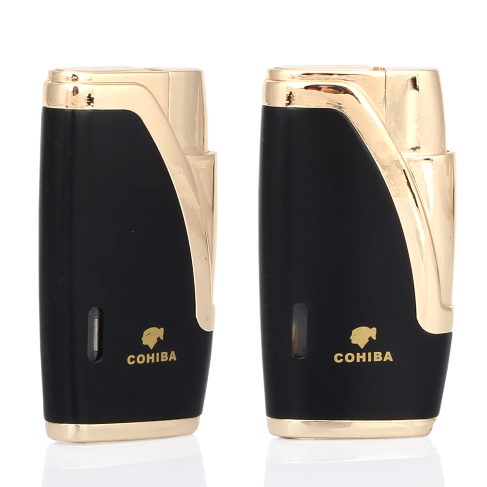 

COHIBA Gadgets Fashion Metal Gas Lighters 1 Flame Jet Cigar Lighter Pocket Windproof Cigarette Torch Fire With Cigar Punch