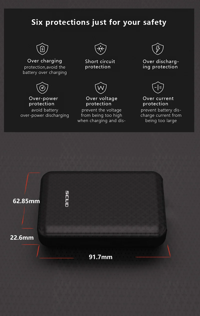 SCUD 10000 mAh один USB внешний аккумулятор зарядное устройство Портативный ЖК-банк питания+ 1 м mi cro USB кабель для передачи данных для Xiaomi mi huawei OPPO Vivo