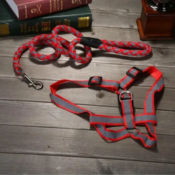 

Pet Leash Kit Reflective Woven Chest Strap with Traction Rope Teddy Puppy Luminous Dog Leash Traction Rope